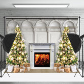 Lofaris Weiß Luxus Kamin Baum Geschenk Weihnachten Hintergrund
