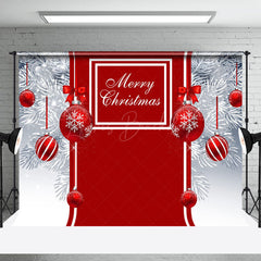 Lofaris Weiß Kiefer Blätter Rot Flitter Fröhlich Weihnachten Hintergrund