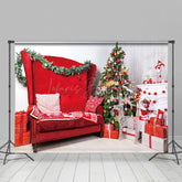 Lofaris Weiß Rot Sofa Geschenke Weihnachten Bäume Weihnachten Hintergrund