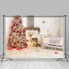 Lofaris Weiß Zimmer Elch Sofa Kiefer Baum Weihnachten Hintergrund