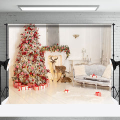 Lofaris Weiß Zimmer Elch Sofa Kiefer Baum Weihnachten Hintergrund