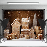 Lofaris Weiß Schneebedeckt Lebkuchen Haus Weihnachten Hintergrund