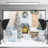 Lofaris Weiß Schneebedeckt Zimmer Kiefer Blätter Weihnachten Stimmung Hintergrund