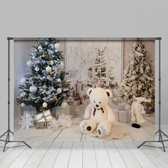 Lofaris Weiß Teddy Tragen Weihnachtsmann Zimmer Weihnachten Baum Hintergrund
