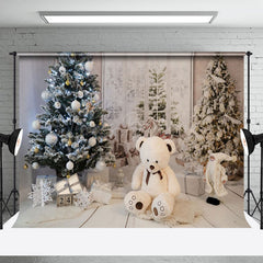 Lofaris Weiß Teddy Tragen Weihnachtsmann Zimmer Weihnachten Baum Hintergrund