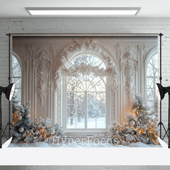 Lofaris Weiß Jahrgang Fenster Schneebedeckt Szene Weihnachten Hintergrund