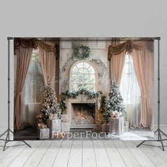 Lofaris Weiß Fenster Vorhang Kamin Weihnachten Hintergrund