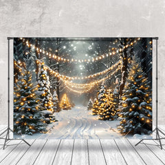 Lofaris Wild Weihnachten Bäume Licht Streifen Schneebedeckt Weihnachten Hintergrund