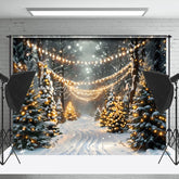 Lofaris Wild Weihnachten Bäume Licht Streifen Schneebedeckt Weihnachten Hintergrund