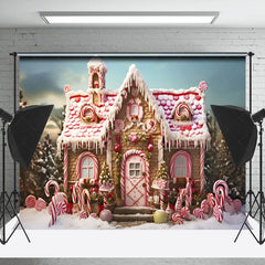 Lofaris Winter Candyland Kiefer Bäume Schneebedeckt Weihnachten Hintergrund