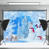 Lofaris Winter Gefroren Welt Schneemann Fröhlich Weihnachten Hintergrund