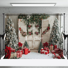 Lofaris Winter Drinnen Weihnachten Baum Geschenk Urlaub Hintergrund