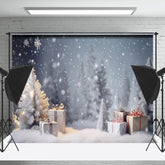 Lofaris Winter Schneeflocke Kiefer Bäume Geschenke Weihnachten Hintergrund