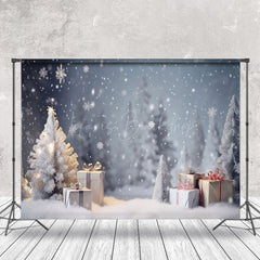 Lofaris Winter Schneeflocke Kiefer Bäume Geschenke Weihnachten Hintergrund