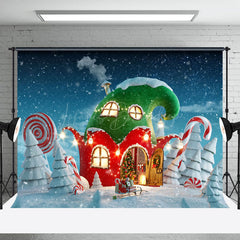 Lofaris Winter Schneebedeckt Feld Rot Grün Haus Weihnachten Hintergrund