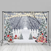 Lofaris Winter Schneebedeckt Wald Garten Zaun Weihnachten Hintergrund