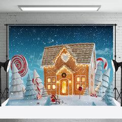 Lofaris Winter Schneebedeckt Lebkuchen Haus Weihnachten Hintergrund