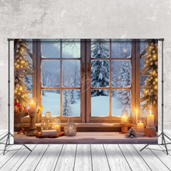 Lofaris Winter Schneebedeckt Nacht Baum Landschaft Weihnachten Hintergrund