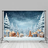 Lofaris Winter Schneebedeckt Szene Elegant Geschenk Weihnachten Bäume Hintergrund