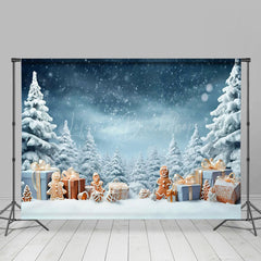 Lofaris Winter Schneebedeckt Szene Elegant Geschenk Weihnachten Bäume Hintergrund