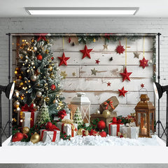 Lofaris Holz Planke Wand Rot Stern Dekoration Weihnachten Hintergrund