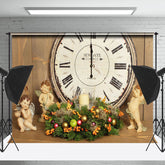 Lofaris Holz Uhr Wenig Engel Kirsche Kerze Weihnachten Hintergrund
