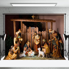 Lofaris Holz Krippe Heilige Jesus Geburt Lamm Weihnachten Hintergrund