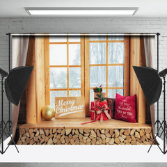 Lofaris Holz Fenster Geschenk Winter Wald Weihnachten Hintergrund