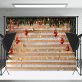 Lofaris Aus Holz Planke Geführt Lichter Dekoration Weihnachten Hintergrund