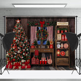 Lofaris Aus Holz Haus Bäckerei Weihnachten Baum Foto Hintergrund