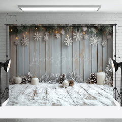 Lofaris Aus Holz Wand Schneeflocke Schneebedeckt Boden Weihnachten Hintergrund