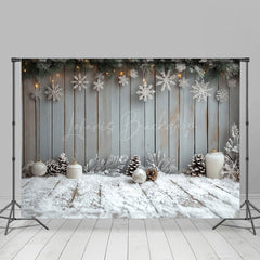 Lofaris Aus Holz Wand Schneeflocke Schneebedeckt Boden Weihnachten Hintergrund