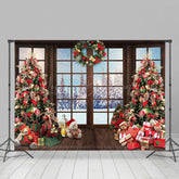 Lofaris Aus Holz Fenster Bäume Geschenke Wald Weihnachten Hintergrund