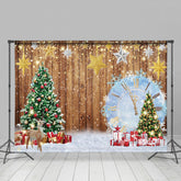 Lofaris Aus Holz Weihnachten Baum Elch Schneebedeckt Uhr Weihnachten Hintergrund