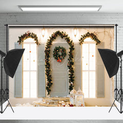 Lofaris Kranz Jalousie Fenster Licht Zweige Weihnachten Hintergrund