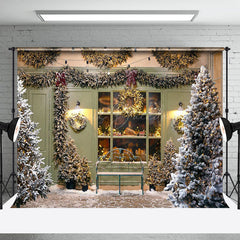 Lofaris Kranz Festlich Bäckerei Fenster Baum Weihnachten Hintergrund