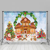 Lofaris Kranz Lebkuchen Haus Wagen Weihnachten Hintergrund