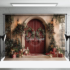 Lofaris Weihnachten Kranz Bogen Tür Dekoriert Urlaub Hintergrund