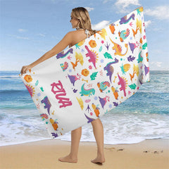 Schön Dinosaurier Vulkan Wiederholen Brauch Strand Handtuch