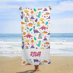 Schön Dinosaurier Vulkan Wiederholen Brauch Strand Handtuch