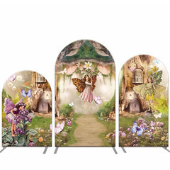 Magie Wald Blume Elf Baumhaus Bogen Hintergrund Bausatz