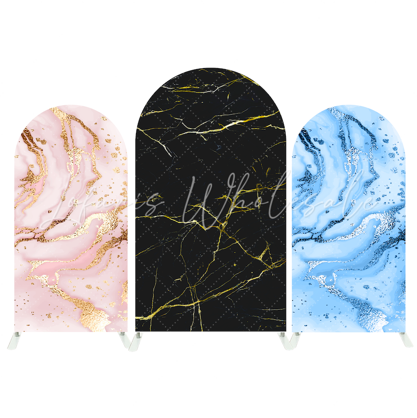 Marble Happy Birthday Party Bogenwand Abdeckung Marmor Stein Textur Elegant Fotohintergrund