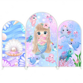Mermaid Birthday Baby Shower Party Background Bogenhintergrund Abdeckung Ozean Schuppen Deko