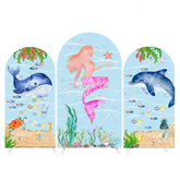 Mermaid Happy Birthday Baby Shower Party Bogenwand Abdeckung Meerjungfrau Prinzessin Deko