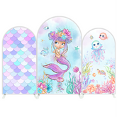 Mermaid Theme Birthday Baby Shower Party Background Bogenhintergrund Abdeckung Muschel Deko