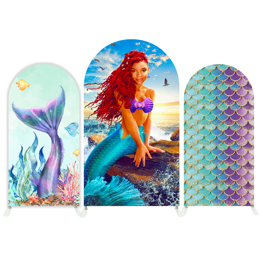 The Little Mermaid Meerjungfrau Arielle Happy Birthday Bogenhintergrund Abdeckung Ozean