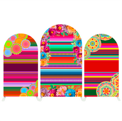 Mexican Fiesta Arch Backdrop Wall Cloth Cover Bogenwand Abdeckung Mexiko Blumen Bunt Party Deko