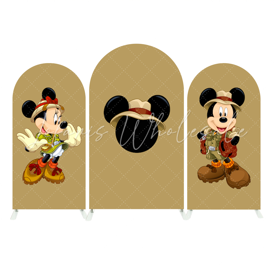 Mickey Minnie Safari Happy Birthday Party Bogenhintergrund Abdeckung Dschungel Tiere Zoo Deko