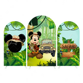 Mickey Safari Wild Happy Birthday Party Bogenhintergrund Abdeckung Dschungel Entdecker Hut Deko