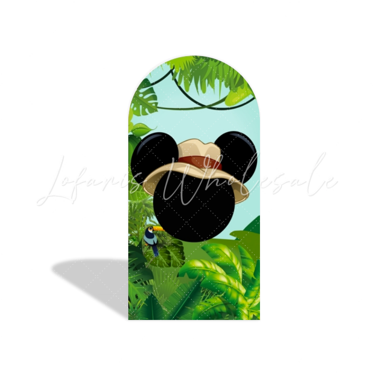 Mickey Safari Wild Happy Birthday Party Bogenhintergrund Abdeckung Dschungel Entdecker Hut Deko